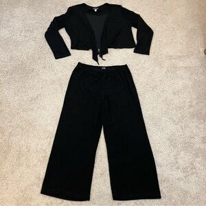 3 for $30 🎁 Effortless Vintage Black Women's Cardigan Top Pant Set Loungewear